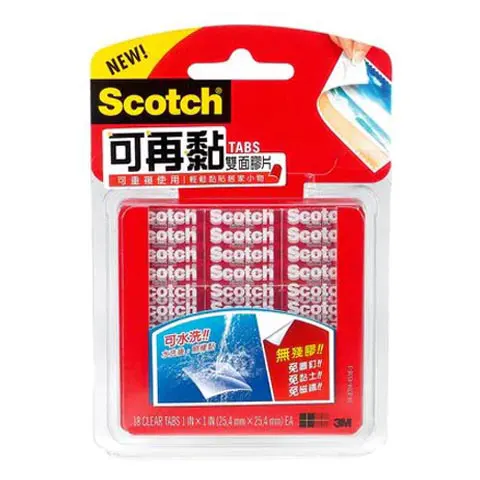 3M Scotch R100可再黏雙面膠片(1*1